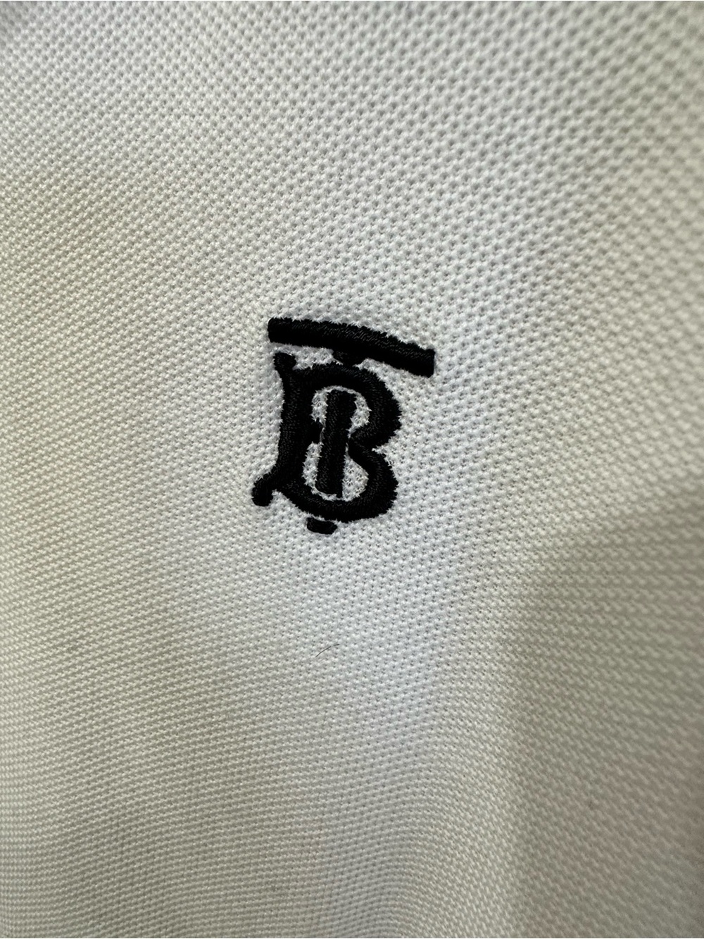 Burberry White Polo with Black TB Monogram and Red Trim - Picture 3 of 6